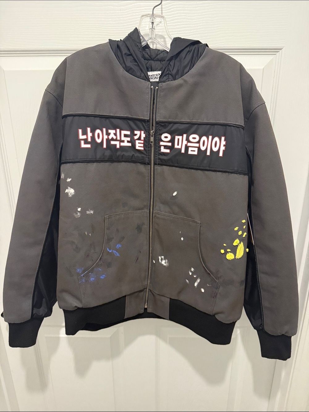 Anti Social Social Club Gray and Black Paint-Accent Hoodie